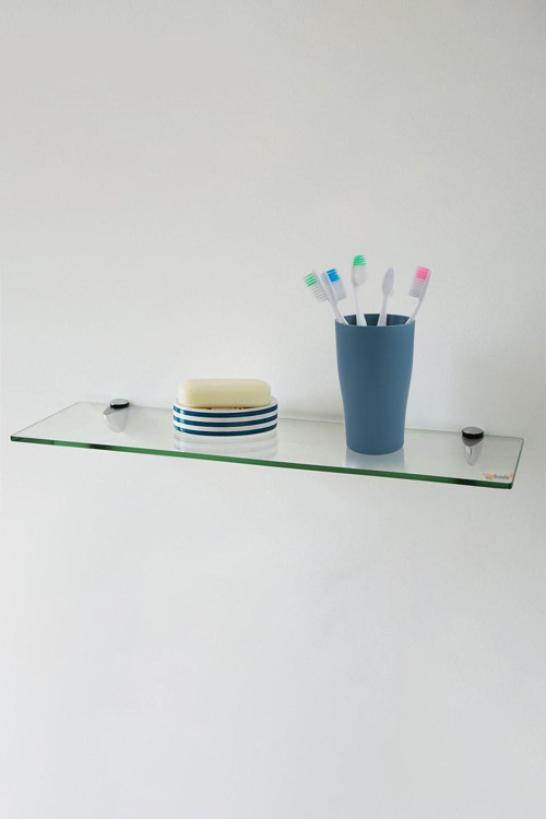 Cam Etejer Rafı - Cam Raf - Banyo Rafı - Duvar Rafı - Mutfak Rafı 12X50Cm Temperli Şeffaf Cam