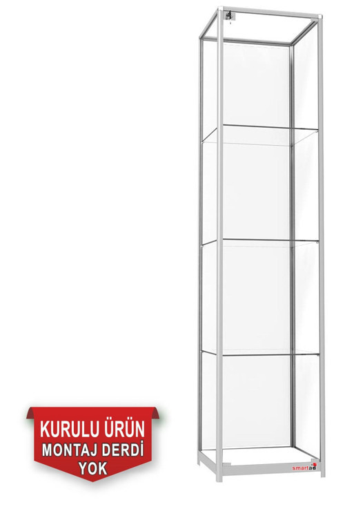 Camlı Vitrin - Camlı Dolap - Camlı Koleksiyon Vitrini - Cam Raf - Kurulu Ürün 180X40X40