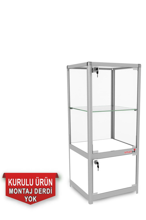 Camlı Vitrin - Camlı Dolap - Camlı Koleksiyon Vitrini - Cam Raf - Kurulu Ürün 95X40X40