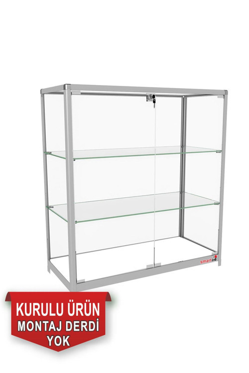 Camlı Vitrin - Camlı Dolap - Camlı Koleksiyon Vitrini - Cam Raf - Kurulu Ürün 95X90X40