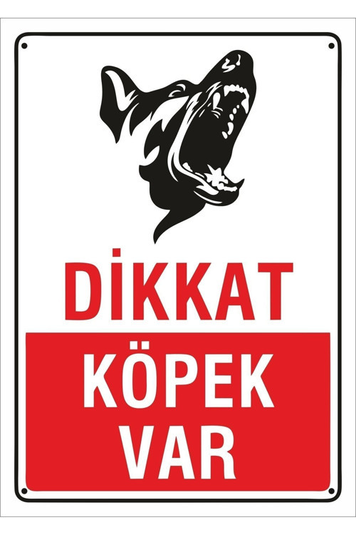 Dikkat Köpek Var 25X35 Cm. Sac Metal Uyarı Levhası