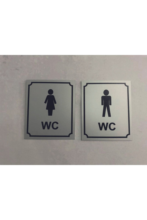 Metal Uyarı Levhası - Uyarı Tabelası - Klasik İkili Set (Bay Wc - Wc)