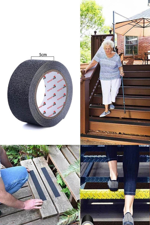 Merdiven Zemin Kaydırmaz Bant Yapışkanlı Kaymaz Bant Siyah 5 Cm X 5 Metre