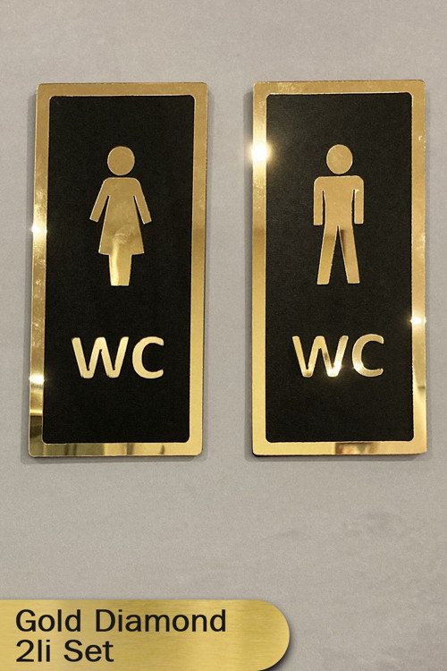 Wc Bay Ve Bayan Set Yönlendirme Levhası Gold Diamond Serisi