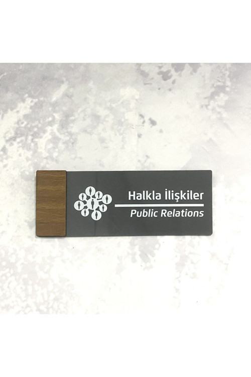 Wooden Serisi (Halkla İlişkiler) Ofis Oda Kapı İsimliği Yönlendirme Tabelası