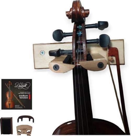 Keman Stand + Tel Takımı+ Reçine Rosin + Köprü Tam Boy +Ahşap Susturucu Full Aksesuar Seti