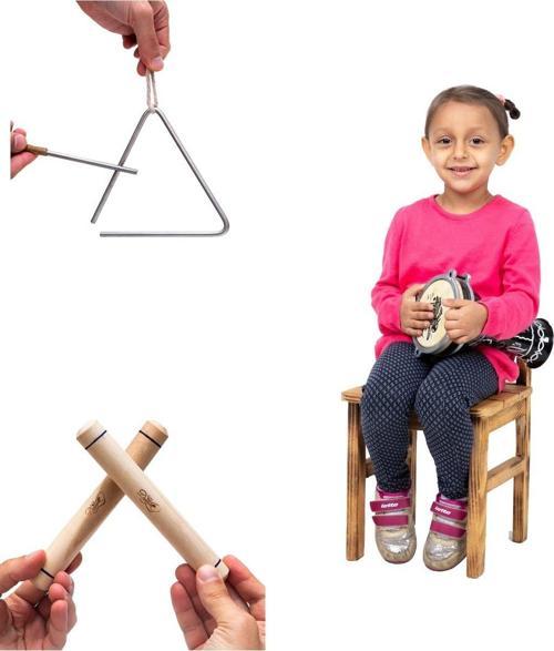 Mini Çocuk Darbukası + Ucgen Zil + Ritim Çubuk