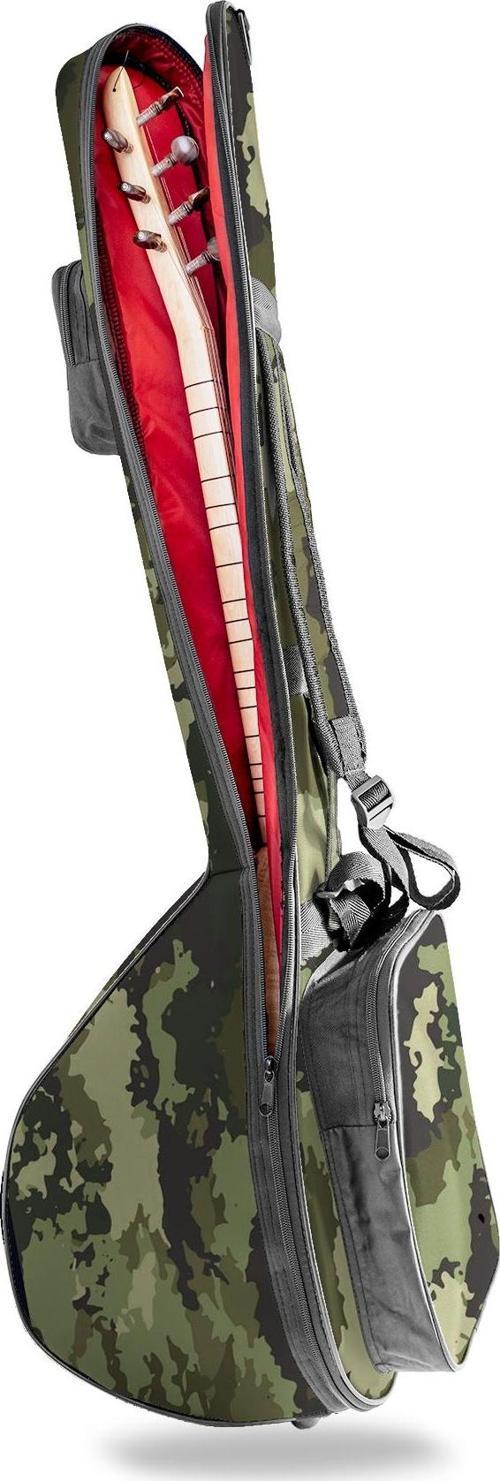 Profesyonel Su Geçirmez 20 Mm Pedli Gigbag Uzun Bağlama Saz Kılıfı Kamuflaj