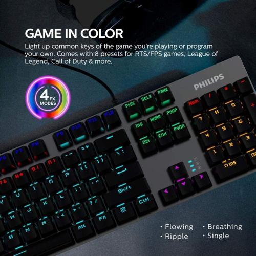 Spk8404  Mekanik Gaming Oyuncu Klavyesi RGB Led Işık (Kablo Uzunluğu 1,60Cm) Caps Lock Tuşu