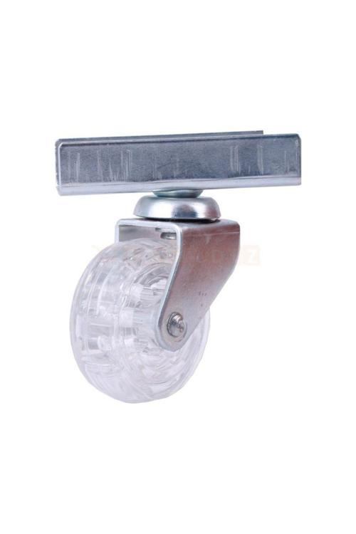 327- 50X20 Mm Şeffaf Makaralı Uzun U Tablalı Teker 4 Ad.