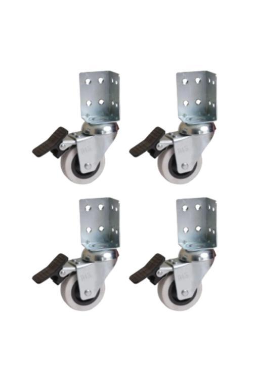 334L- Çift Bilyalı Tabla Bağlantılı Frenli Pvc Teker 4 Ad.