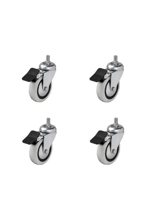 354- Döner 3/8 Vidalı Frenli Mobilya Tekeri Çap : 74 Mm 4 Ad.
