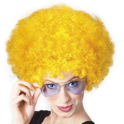 Büro Ev Ofis Etkinlik Gösteri Kostüm Peruğu için Sarı Kıvırcık Afro Bonus Saç Peruk