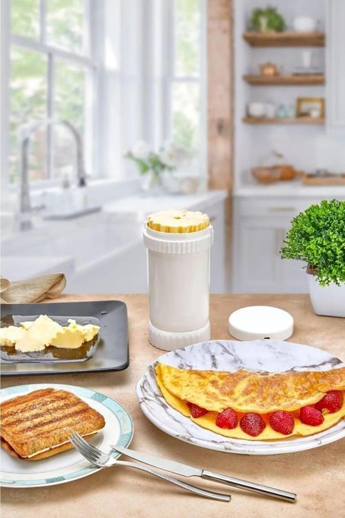 Büro Ev Ofis Mutfağı için Kolay Tost Yağlama Tereyağı Saklama Ölçme Yayma Kesme Aparatı