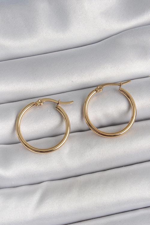 Zarif Kadın için 22MM Golden Çelik Halka Küpe