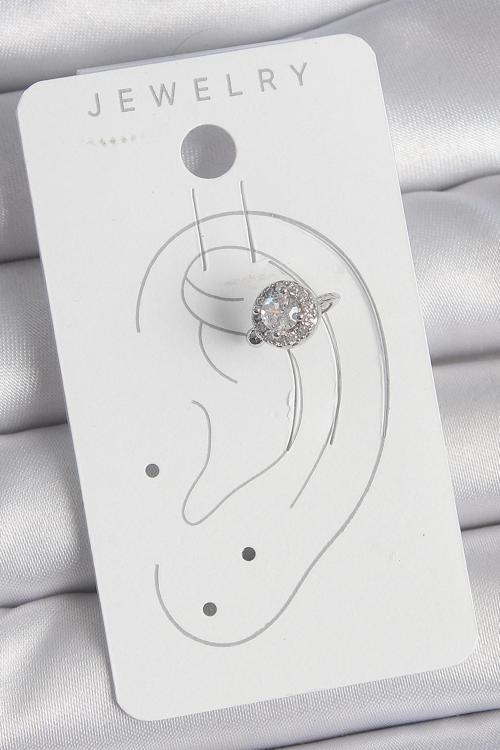 Zarif Kadın için Silver Pirinç Zirkonlu Model Kıkırdak Küpe