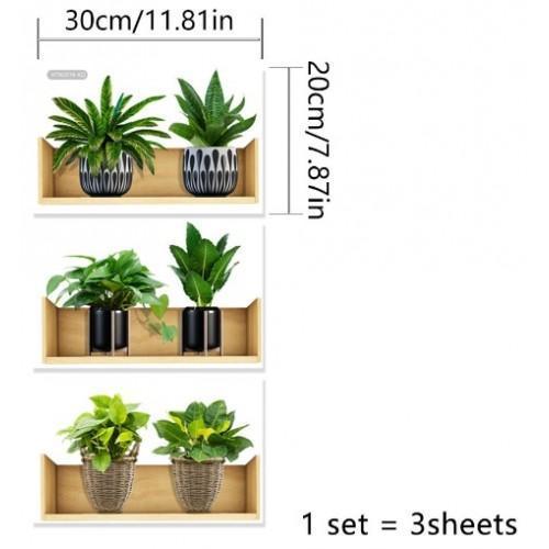 Büro Ev Ofis Yazlık Bahçe için 20x30CM Raflı Bitki Tasarımlı Yapışkanlı Duvar Sticker