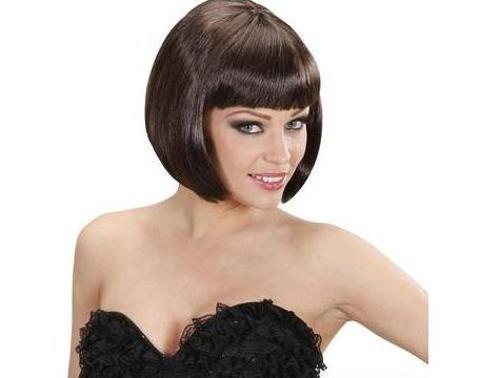 Büro Ev Ofis Etkinlik Gösteri Kostüm Peruğu için Kahverengi Küt Peruk Saç