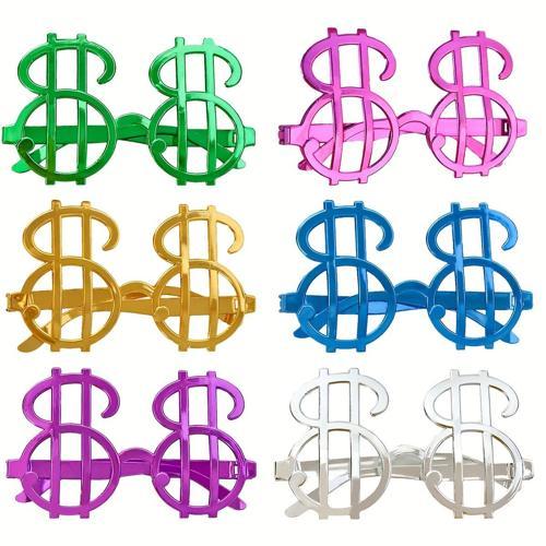 Büro Ev Ofis Gösteri Parti Kostüm Gözlüğü için 6ADET Metalize Dolar Gözlük Seti