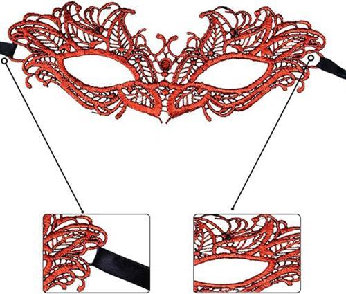 Büro Ev Ofis Gösteri Parti Kostümü için Kırmızı Dantel Masquerade Maskesi