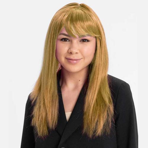 Büro Ev Ofis Etkinlik Gösteri Kostüm Peruğu için Altın Düz Kesim Astarlı Uzun Peruk Takma Saç