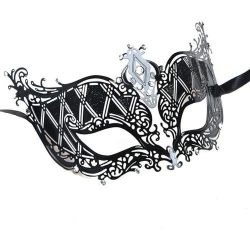 Büro Ev Ofis Etkinlik Gösteri Balo Kostümü için Siyah Metal Kristal Silver Taşlı Maske