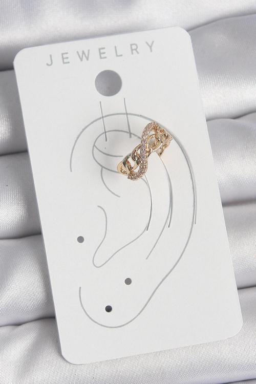 Zarif Kadın için Golden Pirinç Zirkonlu Sonsuzluk Zincir Kıkırdak Küpe