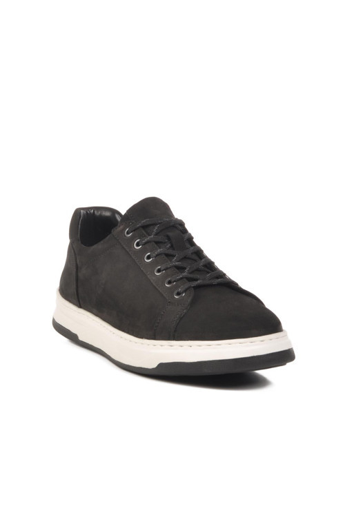Siyah Nubuk Hakiki Deri Erkek Sneaker 2516 M