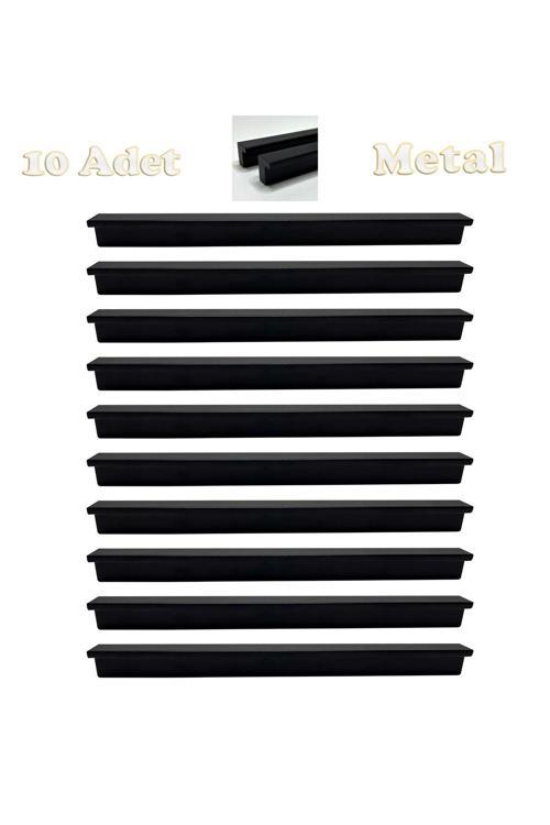 Fulya Alüminyum Metal Lüks Modern Mobilya Çekmece Mutfak Dolabı Kulpu Siyah 128 mm (10 Adet)