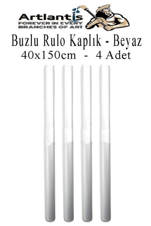 Buzlu Rulo Şeffaf Beyaz Kaplık 4 Adet 40x150 cm Defter Kitap Kaplığı Okul Öğrenci Rulo Kaplık