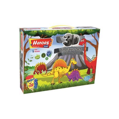 Oyun Hamuru Kalıbı Heroes 3D Dinazor Oyun Hamuru Seti 21 Parça