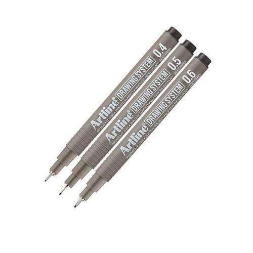 Teknik Çizim Kalemi 0.4 - 0.5 - 0.6 Mm Siyah 3 Lü Set Artline Drawing Teknik Çizim Kalemi