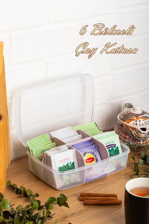 1178-2 Premium 6 Bölmeli Poşet Çay Kutusu Sallama Çay Kutusu Pudra