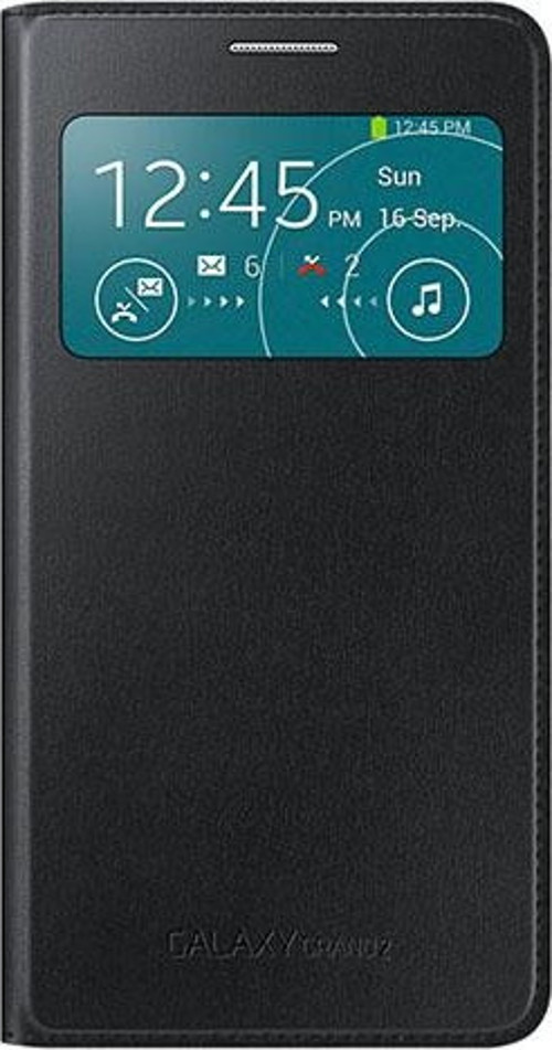 Galaxy Grand 2 G7100 ile Uyumlu S View Cover Kılıf -Siyah EF-CG710BBEGWW
