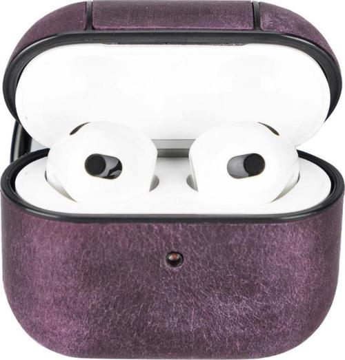 Apple AirPods 3.nesil Uyumlu Deri Kılıf Juni AA7 Mor