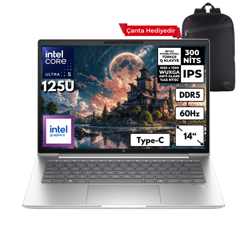 ProBook 440 G11 Ultra 5-125U 32-GBDDR5 512 GB SSD Intel Graphics 14" WUXGA Windows 11 Home + Sırt Çantası A22YQEAHMF43