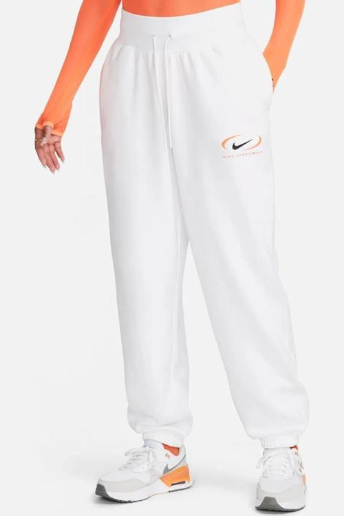 Sportswear Phoenix Fleece Oversize High Rise Pants Kadın Oversize Yüksek Belli Şardonlu Eşofman Altı Beyaz Turuncu