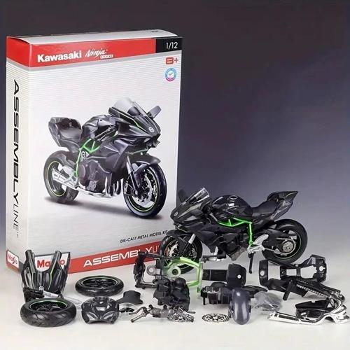simülasyon 1:12 DIY montaj alaşım Kawasaki Ninja H2R motosiklet modeli