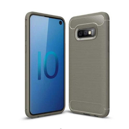 Samsung Galaxy S10E ile Uyumlu Kamera Korumalı Darbe Önleyici Carbon Brushed Silikon Kılıf