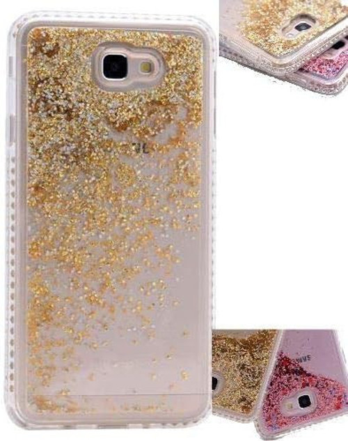 Samsung Galaxy A5 2017 Uyumlu Yanları Taşlı Sulu Simli Lüx Silikon Kılıf - Gold