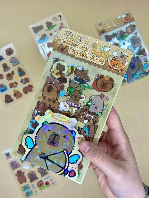 Leisurely 3 Yaprak 52 Adet Capybara Sticker Set/Su Geçirmez/Etiket/Kapibara/Bullet Journal