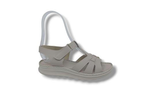 1150 Kadın Krem Cırtlı Yumuşak Taban Comfort Sandalet Ayakkabı