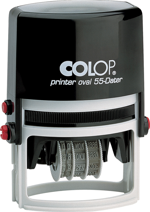 PRINTER OVAL 55 TARİH KAŞE SİYAH KASA MAVİ KEÇE - 33X55MM