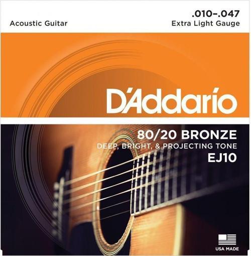 D'Addario EJ10 Akustik Tel Set Bronz Extra Light (.010)