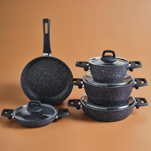 Biogranit Blue Stone 9 Parça Tencere Seti