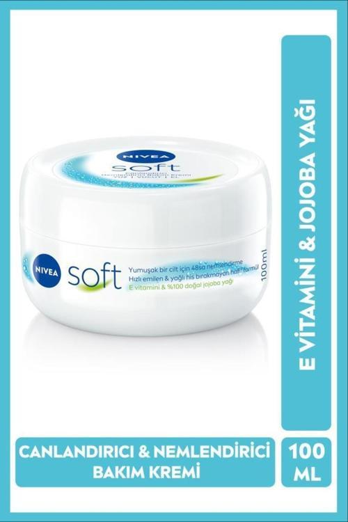 Soft Nemlendirici Bakım Kremi 100ml, Jojoba Yağı, E Vitamini, Yüz Vücut El, Yumuşak Cilt Hissi
