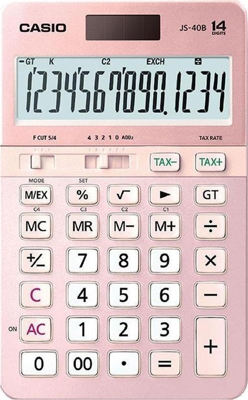 JS-40B-PK Pembe Profesyonel 14 Hane Masa Üstü Hesap Makinesi