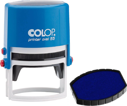 PRINTER OVAL 55 MAVİ KASA MAVİ KEÇE - 35X55MM