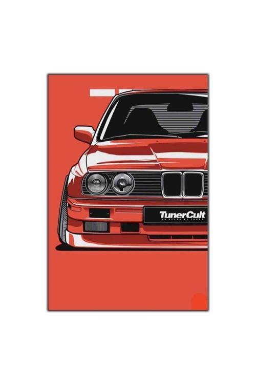 Kırmızı Bmw E30 İllustrasyon Kanvas Tablo