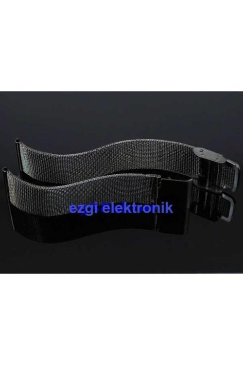 Siyah Çelik Ince Hasır 18Mm Kordon Metal Örgü Saat Kordonu Kayışı